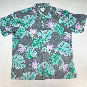 Cooke Street Shirt Men XL Blue Floral Hawaiian USA VTG Button Up